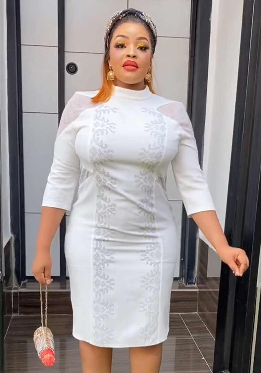 plus size white party dress